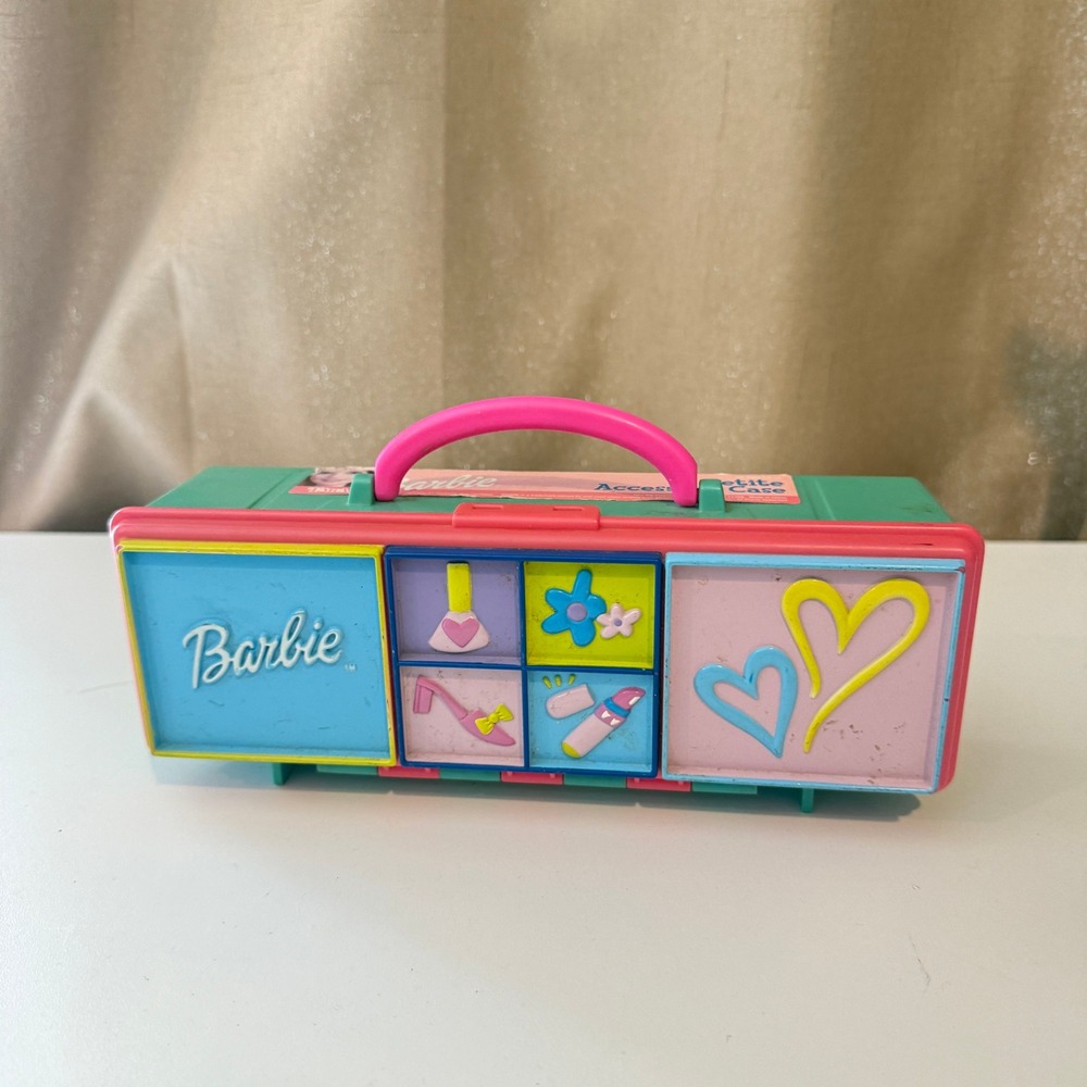 Vintage 2002 Barbie Petite Accessory Case Tara Toy Corp Green Pink Blue 12215